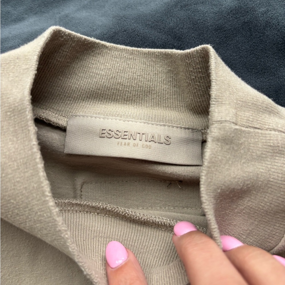 ESSENTIALS Tan Crewneck Sweatshirt with Signature Label